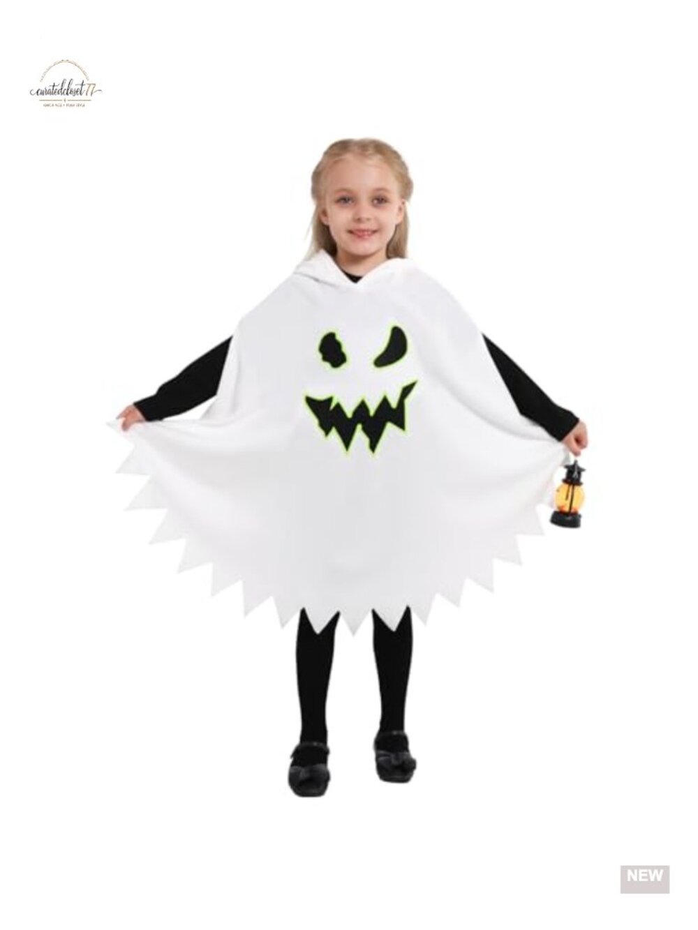 Toddler Halloween Ghost Hooded Cloak Costume Glow in Dark
